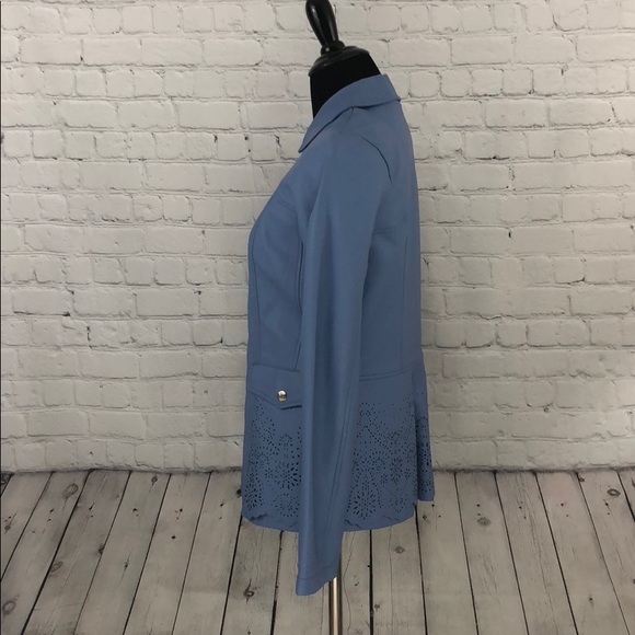 Dennis Basso XXS Periwinkle scallop lace Jacket - Picture 2 of 7